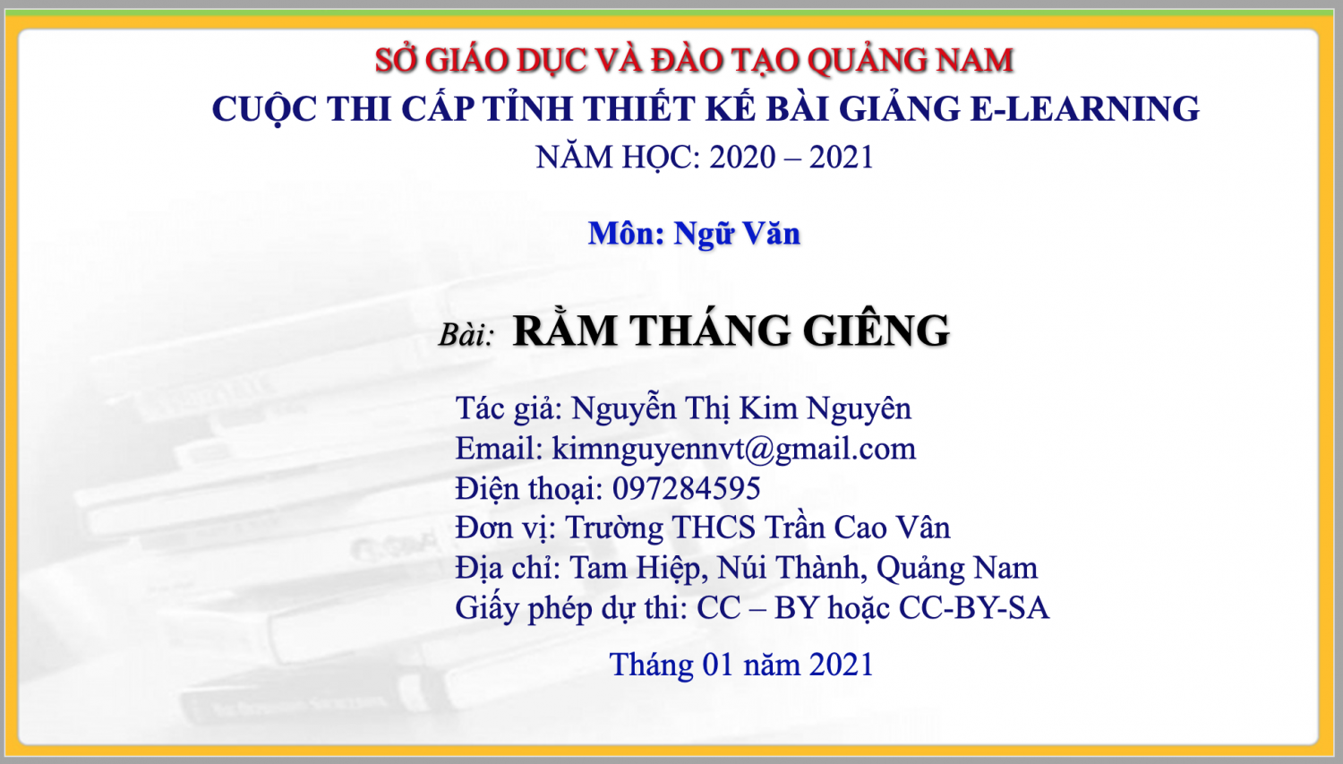 Bài dự thi cuộc thi "Thiết kế Bài giảng E-learning" của cô Nguyễn Thị Kim Nguyên